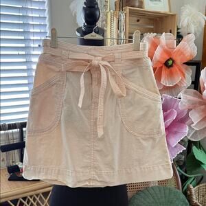 Anthropologie Pilcro & The Letterpress Pale Peach Chino Preppy Belted Mini Skirt